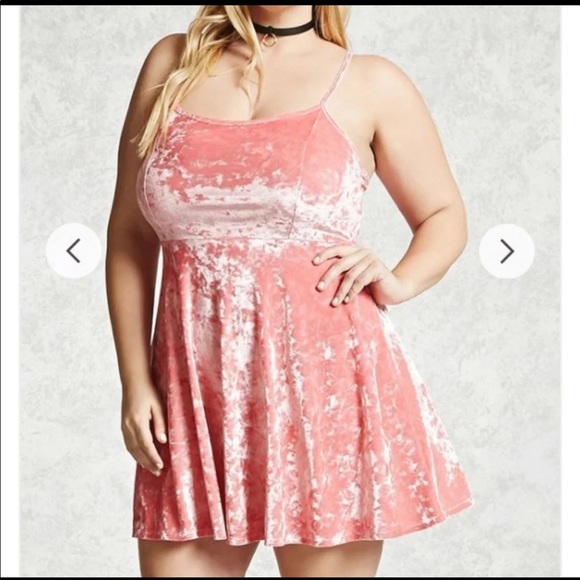 pink velvet skater dress